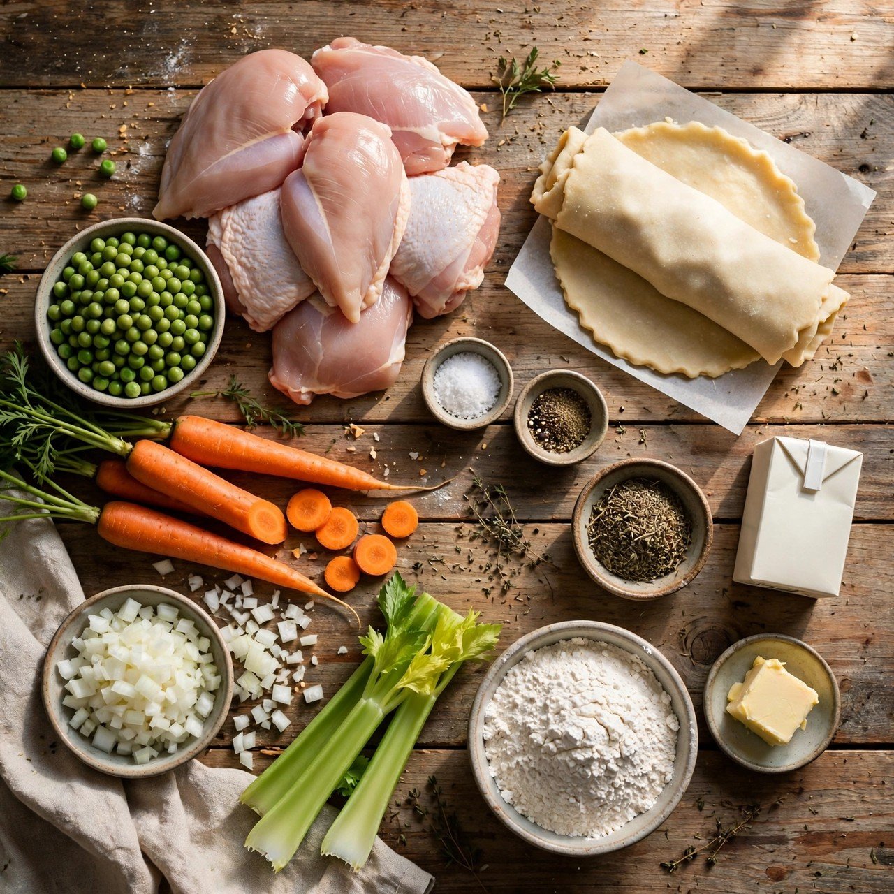 Easy Homemade Chicken Pot Pie with Flaky Golden Crust ingredients