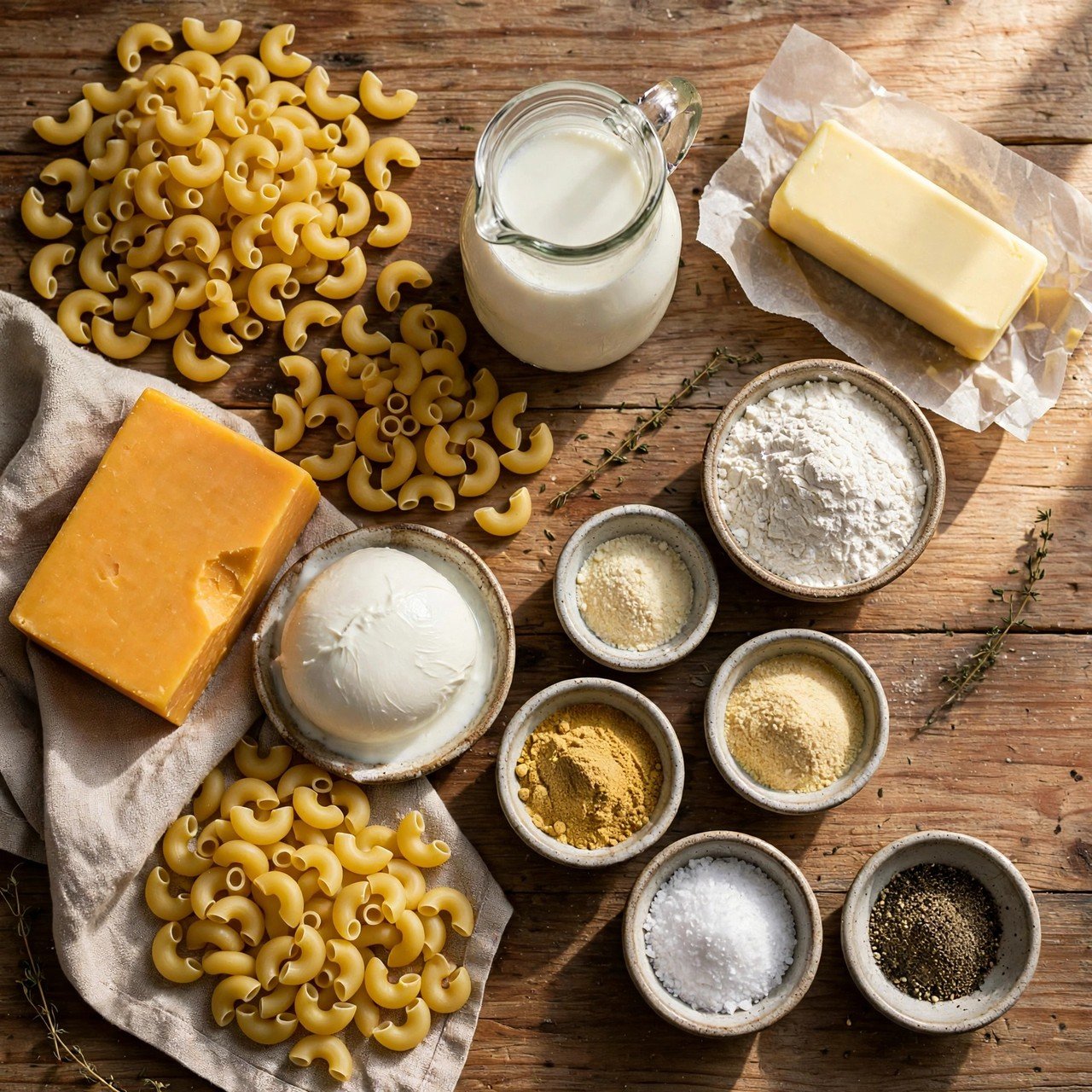 Ultra Creamy Stovetop Mac and Cheese ingredients