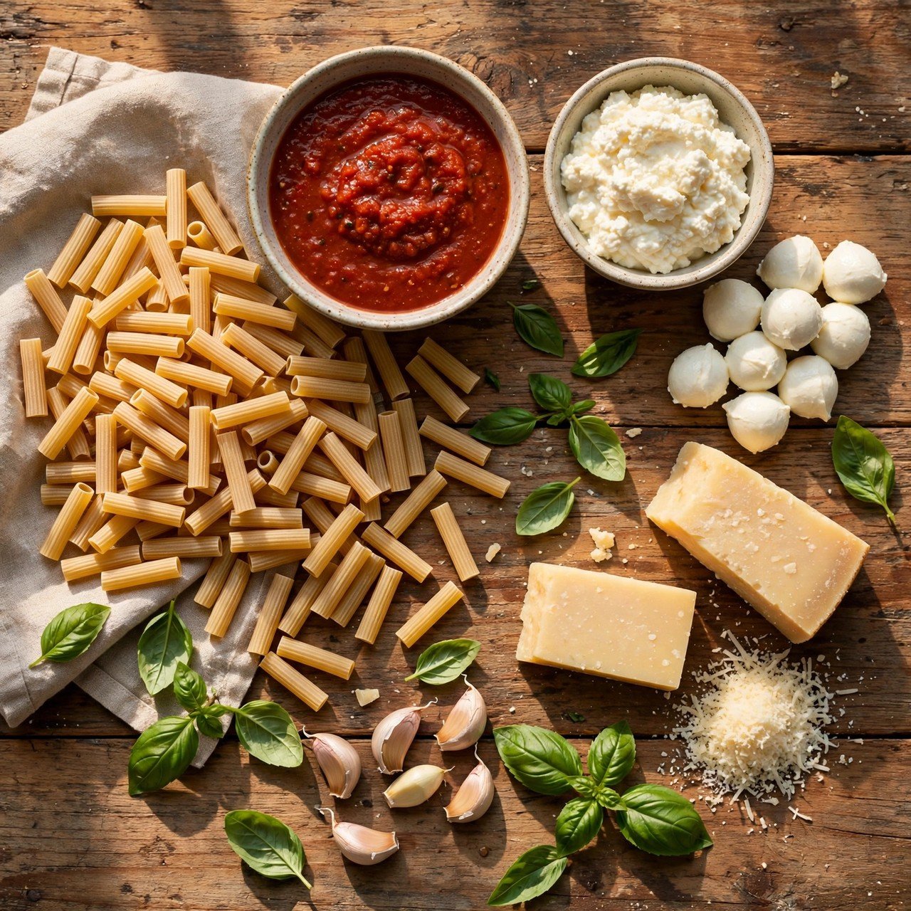 Easy Cheesy Baked Ziti ingredients