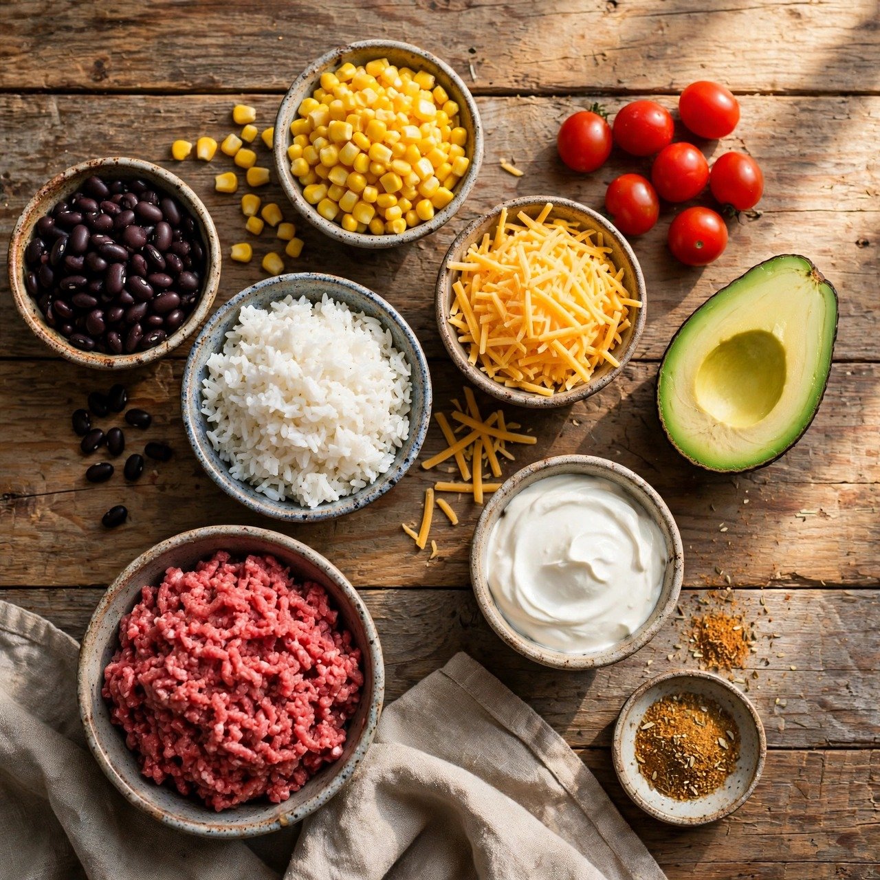 Loaded Taco Bowls ingredients
