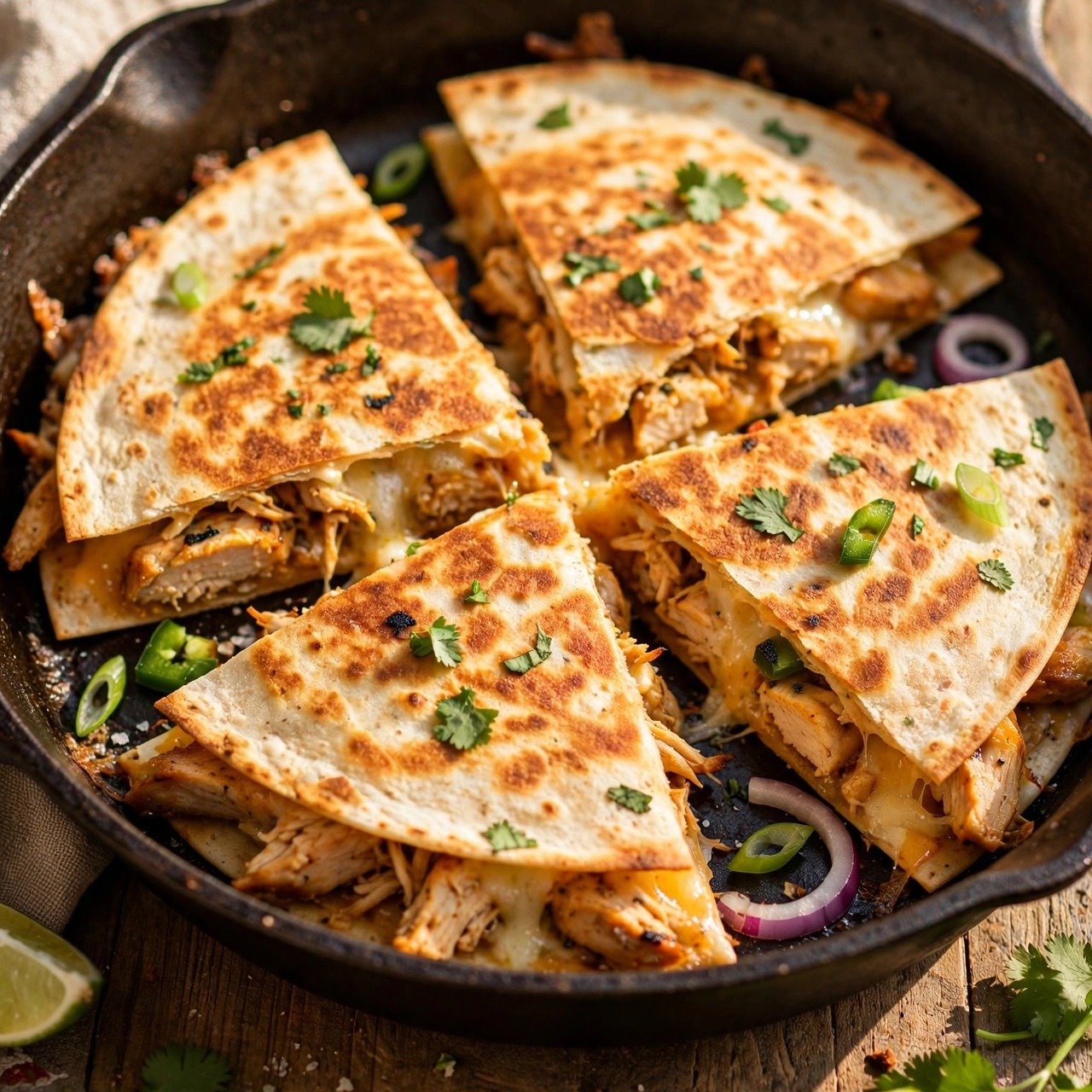 One-Pan Chicken Quesadillas