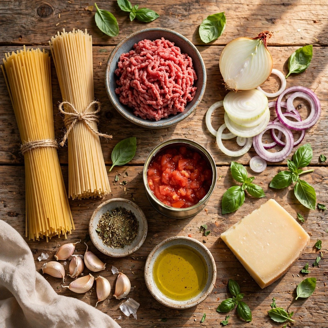 Classic Spaghetti with Homemade Meat Sauce ingredients