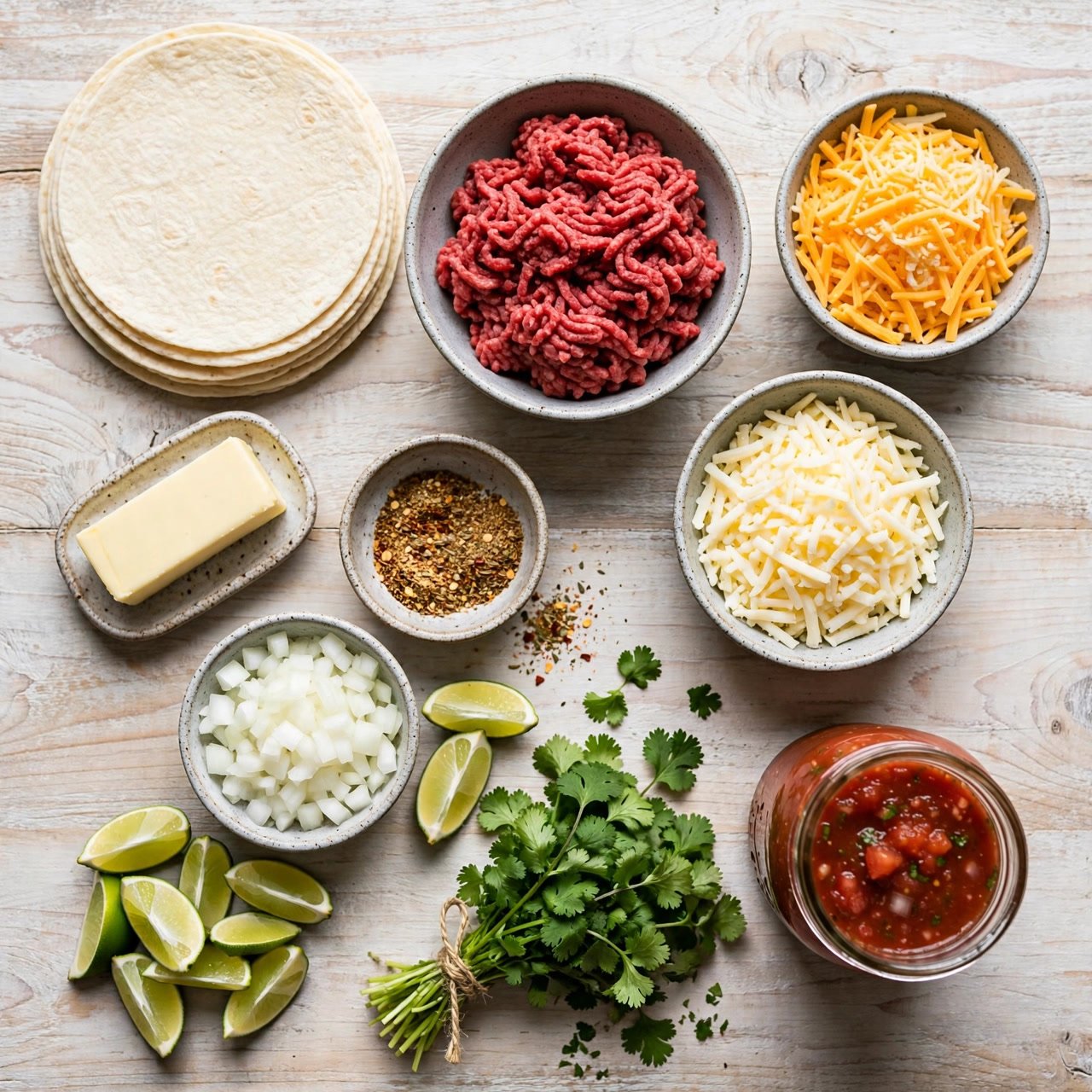 Cheesy Beef Burritos with Melty Cheese Pull ingredients