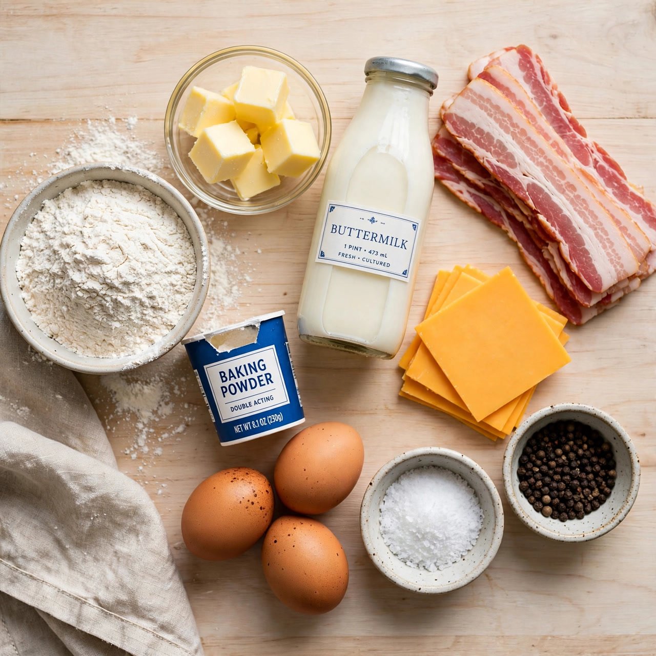 Bacon Egg and Cheese Biscuits (Flaky Breakfast Sandwiches) ingredients
