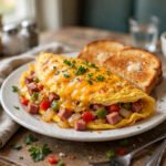 Denver Omelette with Ham, Peppers, and Melted Cheese
