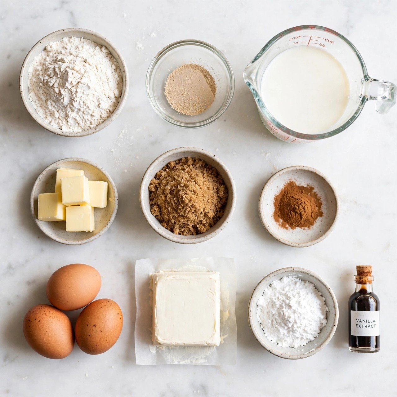 Soft Gooey Homemade Cinnamon Rolls with Cream Cheese Glaze ingredients