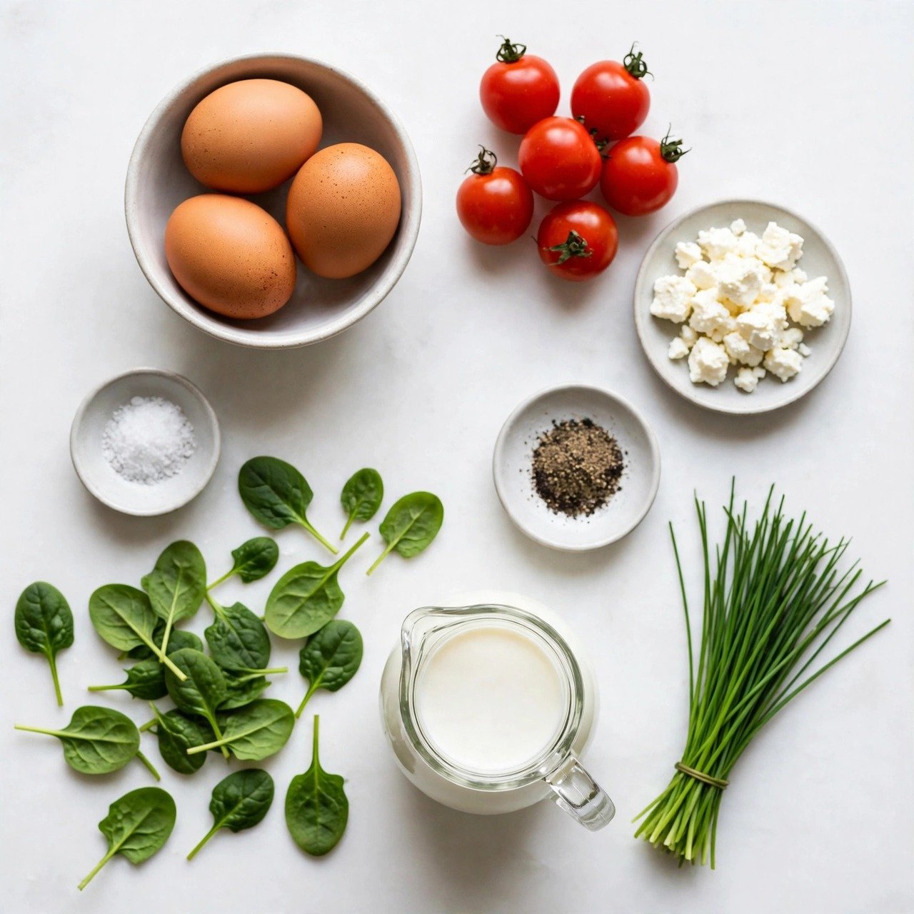 Spinach Tomato Feta Egg Muffin Cups (Meal Prep Friendly) ingredients